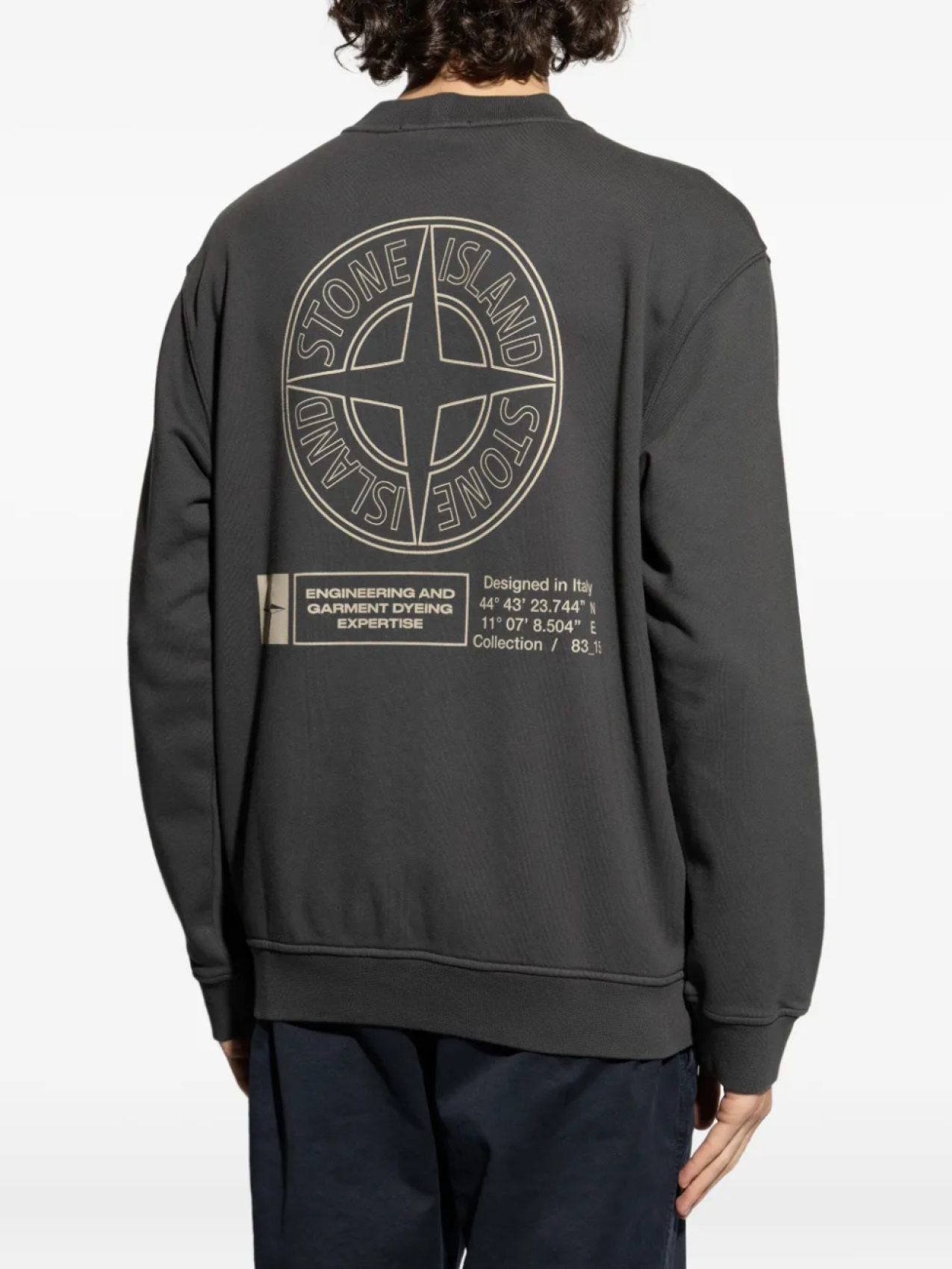 Толстовка с круглым вырезом и вышитым логотипом Stone Island, серый — фото 4