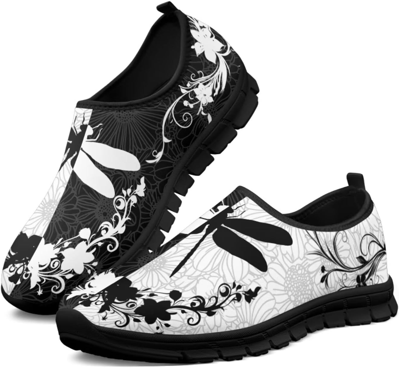 

Кожаные лоферы с принтом бабочки, стрекозы и пчелы, туфли и кроссовки для женщин и мужчин, подходящие для ходьбы и бега Ecaestolph, черный