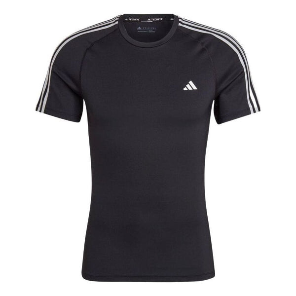 

Футболка adidas Solid Color Stripe Logo Casual Round Neck Short Sleeve Black T-Shirt, черный