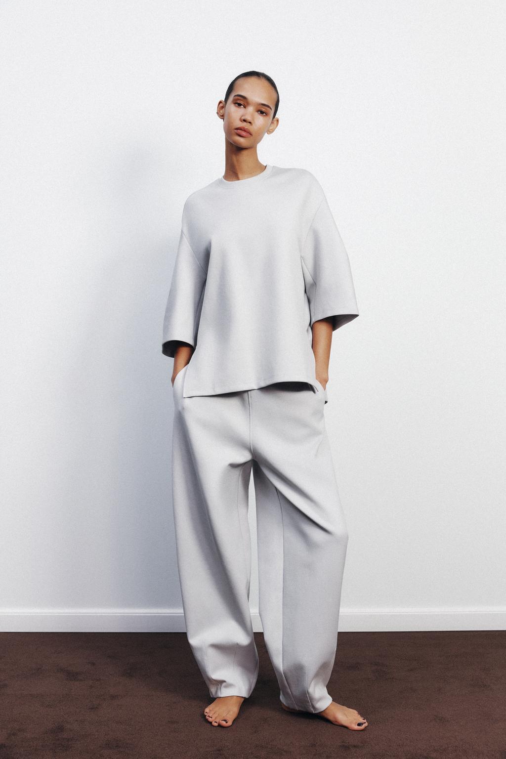 

Футболка с интерлоком ZARA, цвет Ice