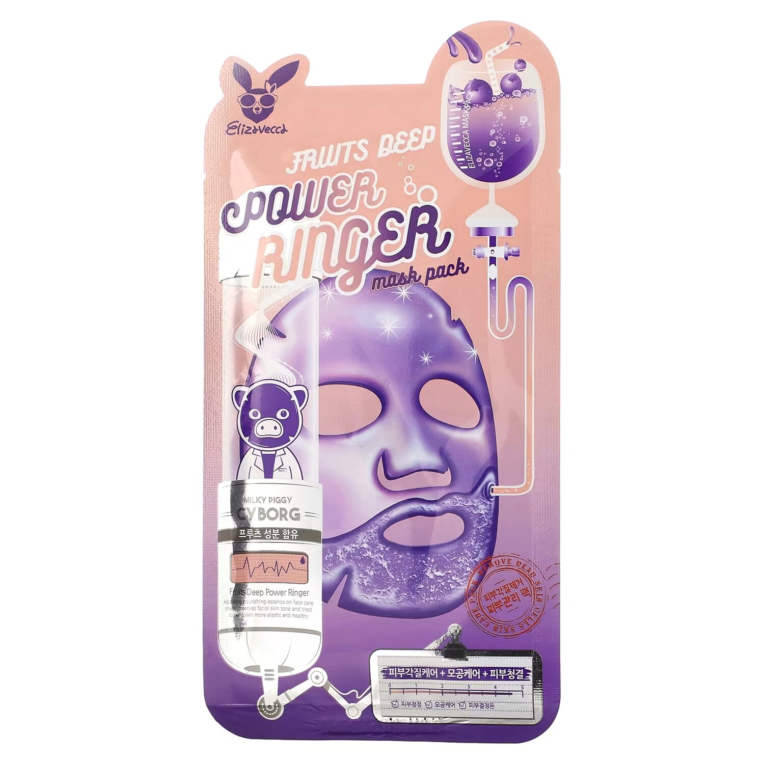 

Elizavecca Milky Piggy Cyborg Fruits Deep Power Ringer Beauty Mask Pack, 1 тканевая маска, 0,78 жидких унций (23 мл)