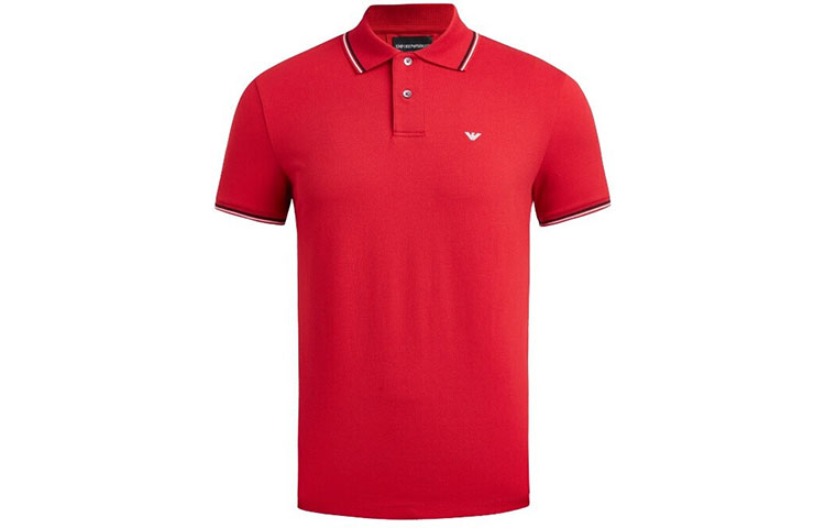 

Детская хлопковая поло с логотипом EMPORIO ARMANI, красная