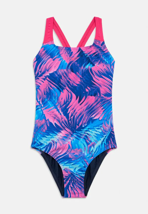 Детский купальник с цифровой отделкой и эффектом подтяжки спины. Speedo, Margarita Pink/Peacoat
