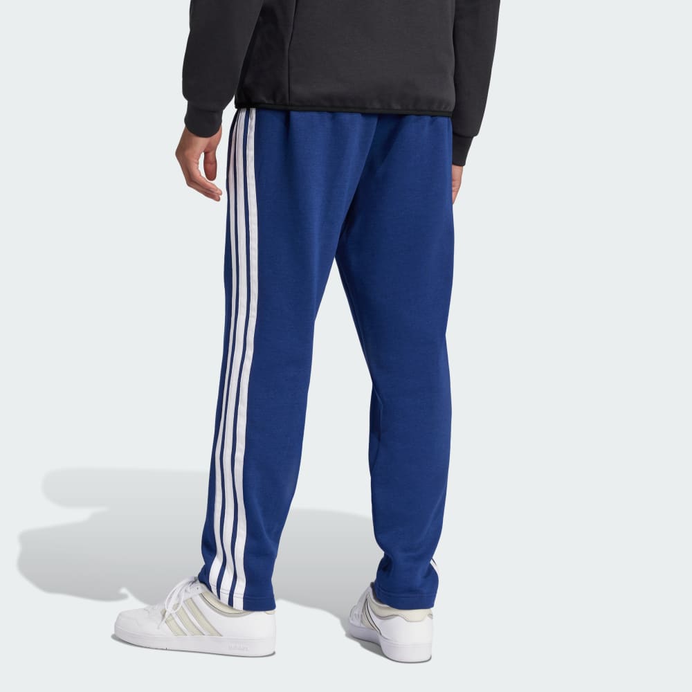 Спортивные брюки Adidas Essentials 3-Stripes Open Hem Fleece Pants, цвет Dark Blue/White — фото 2