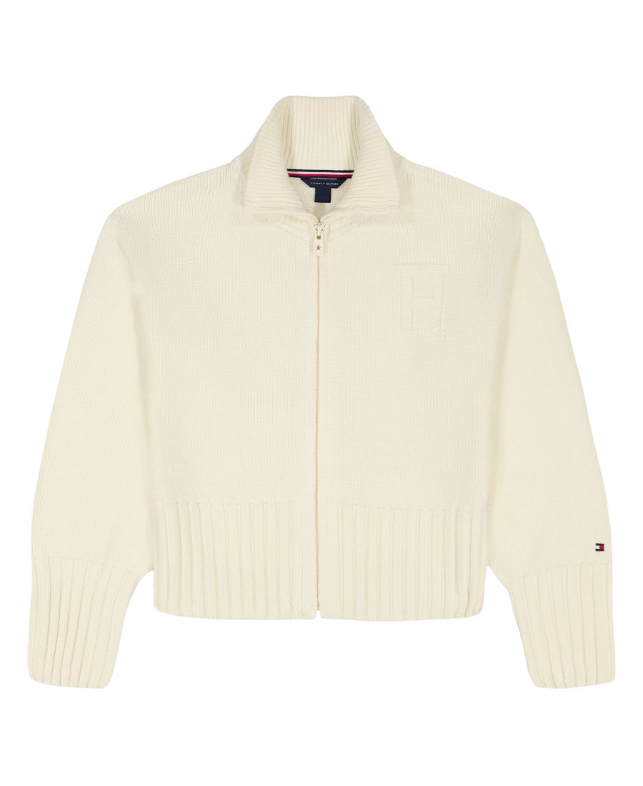 

Свитер с длинными рукавами и косами в полоску для девочек 7-16 лет Tommy Hilfiger, Ivory