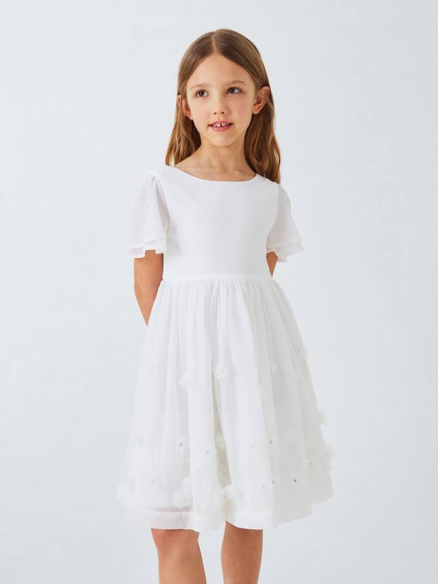 

Детское платье для подружки невесты с 3D цветами John Lewis Heirloom Collection, White