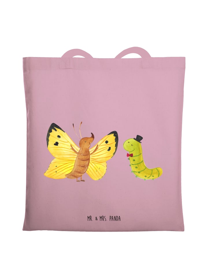 

Mr. & Mrs. Panda Сумка-шоппер с изображением гусеницы и бабочки, пастельно-розовый, без надписи