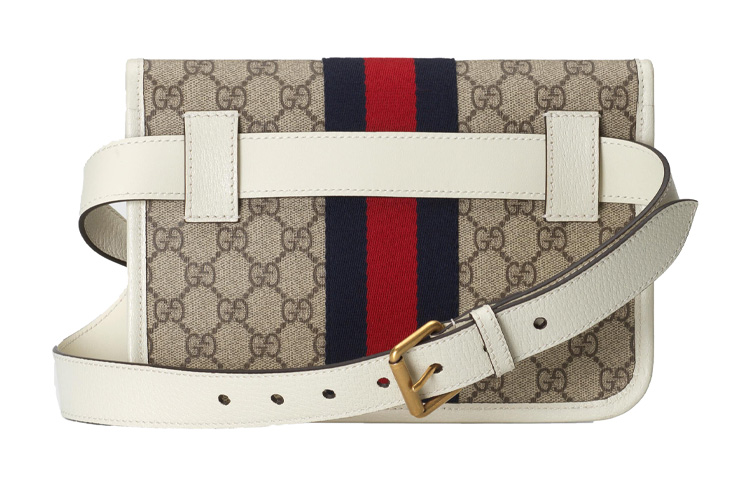 GUCCI Канвасовая наплечная сумка Ophidia с кожаными вставками поясная сумка через плечо мужская черно-белая — фото 3