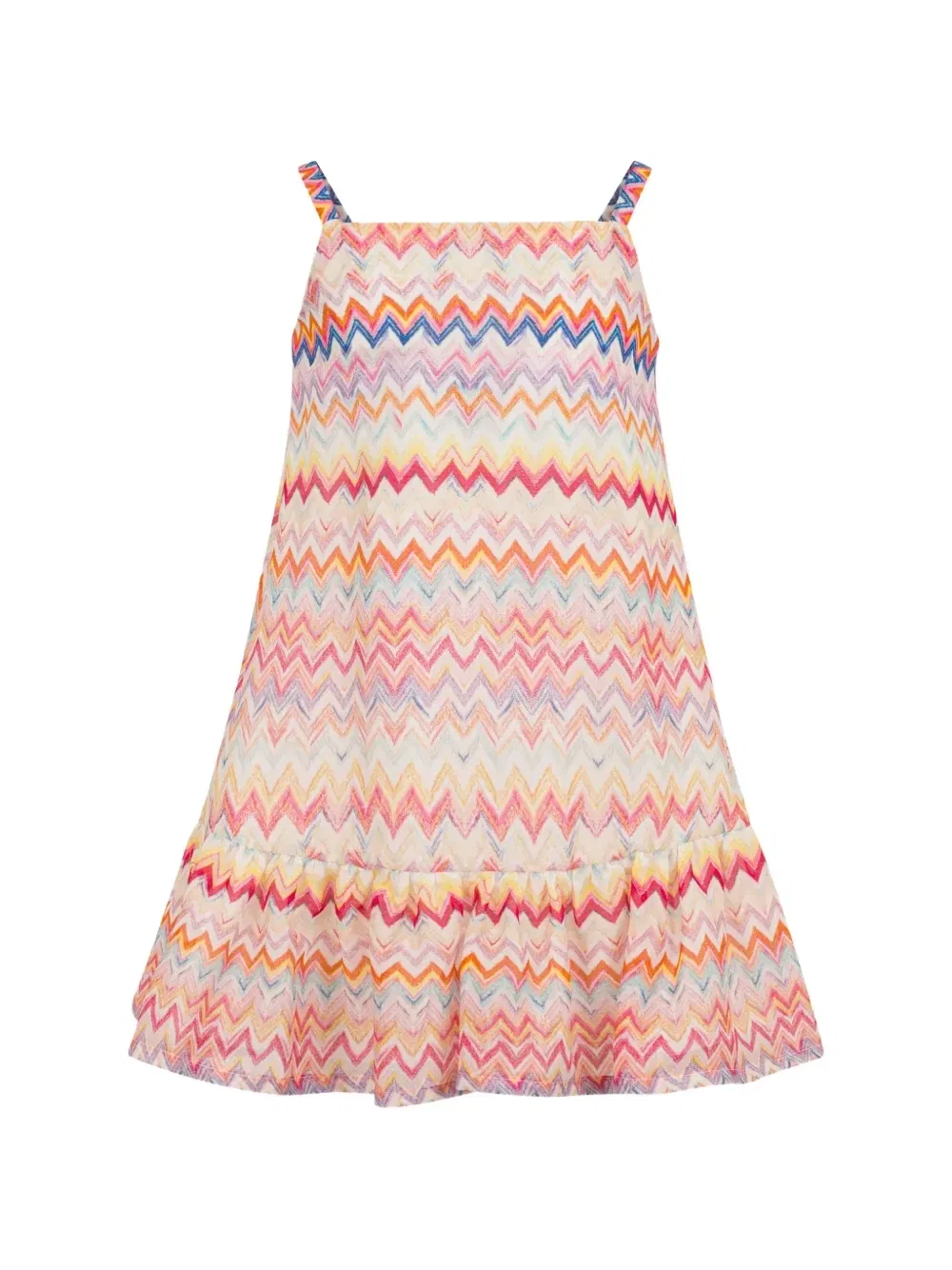 Платье с оборками и узором зигзаг Missoni Kids, бежевый
