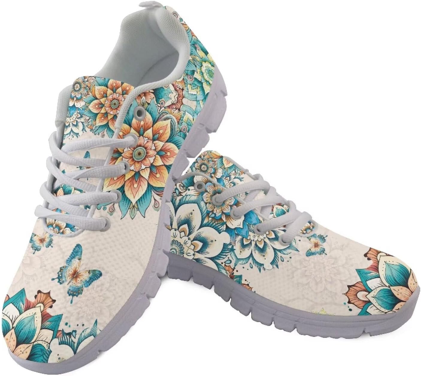 

Женские и мужские кроссовки на шнуровке, спортивные, прочные, для бега, походов и тренажерного зала, размеры США 5-15 Xixirimido, Boho Butterfly