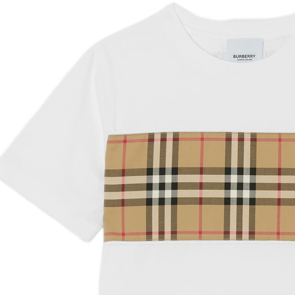 Футболка детская Burberry с винтажным узором, белый — фото 4
