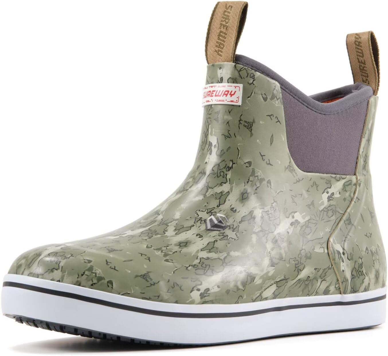 

Мужские ботинки SUREWAY для корабельной палубы, профессиональные противоскользящие рыболовные и ботинки для лодки до щиколотки, водонепроницаемые дождевые ботинки, легкие неопрено-резиновые палубные ботинки, New Over/Land