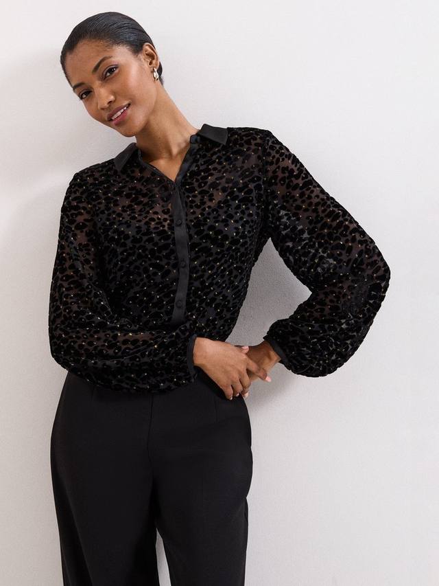 

Футболка Della с эффектом burnout и принтом animal print Phase Eight, Black