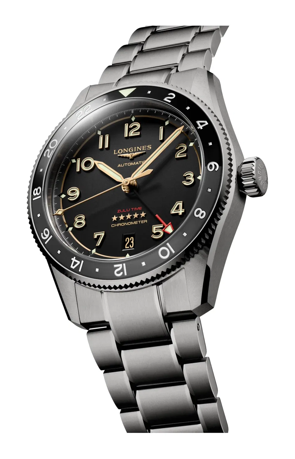 LONGINES SPIRIT ZULU TIME ТИТАН 39 ММ - L3.802.1.53.6, серебряный — фото 3