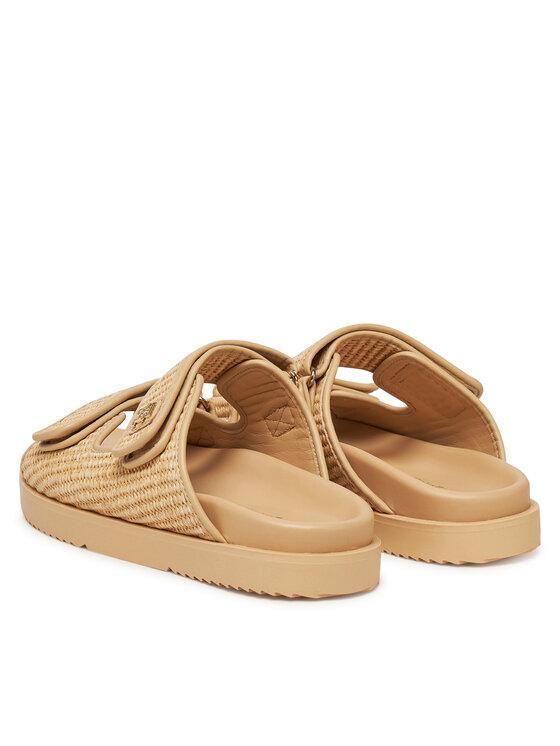 Мюли Double Strap Raffia FW0FW08940 Tommy Hilfiger, бежевый — фото 3