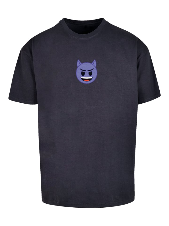 

Футболка emoji couture Heavy Oversize T-Shirt Evil smiling furry purple face, цвет marineblau