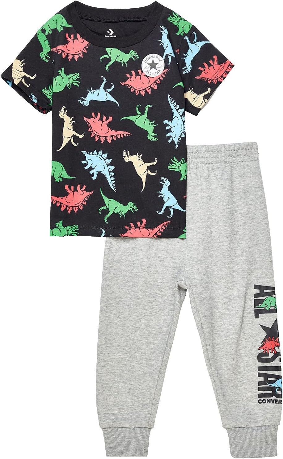 

Детский набор Converse Dino Short Sleeve Tee + French Terry Joggers Set, цвет Dark Grey Heather