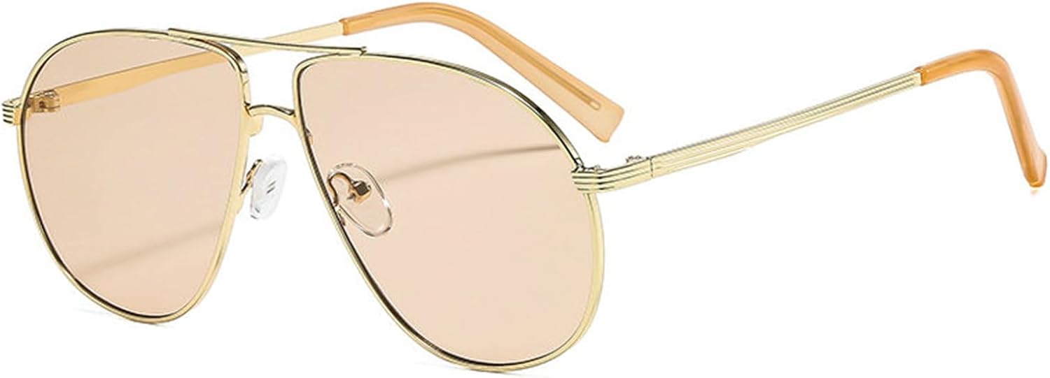 

Солнцезащитные очки Willochra Retro Gold Pilot для женщин и мужчин, модель 2025, металлические, увеличенного размера, градиентный оттенок шампанского, защита от ультрафиолета UV400, C4