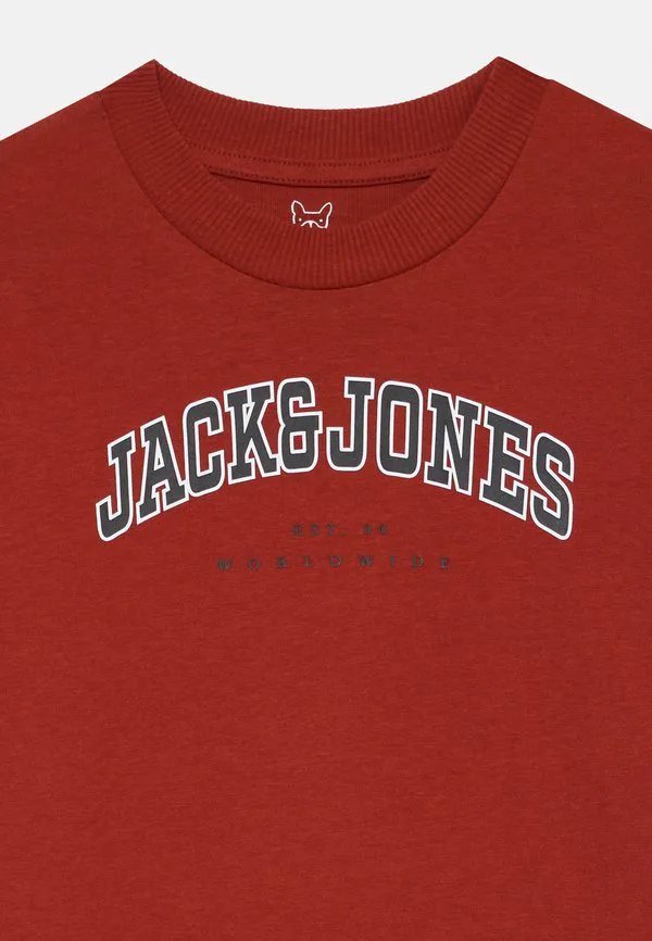 Футболка jjecaleb в университетском стиле с принтом на воротнике Jack & Jones Junior, Burnt Henna — фото 3