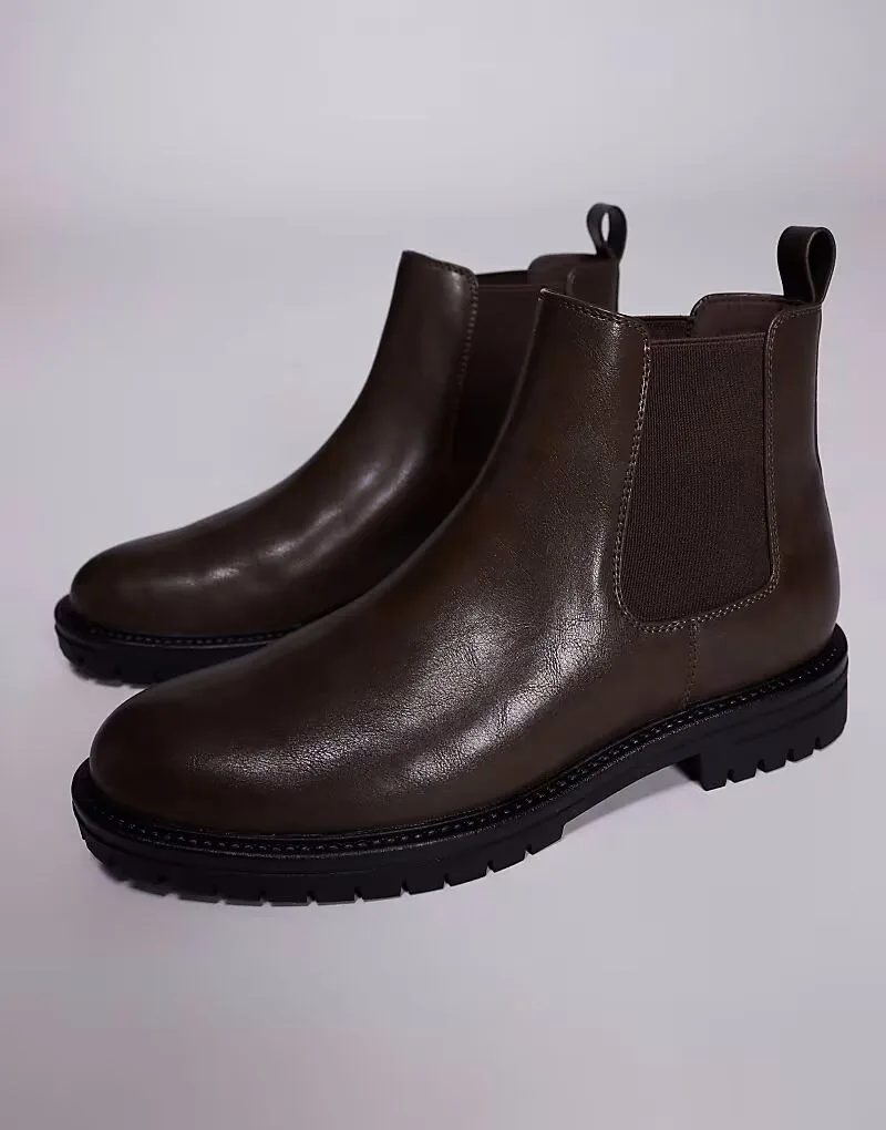 Ботинки челси ASOS DESIGN коричневого цвета с эффектом потертости — фото 4
