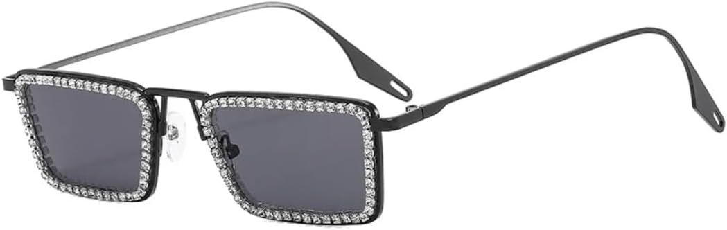 

Роскошные солнцезащитные очки в маленькой квадратной оправе, украшенные стразами, для женщин и мужчин, для активного отдыха и путешествий, с защитой от УФ-излучения UV400 TVTBBVV, Black Gray