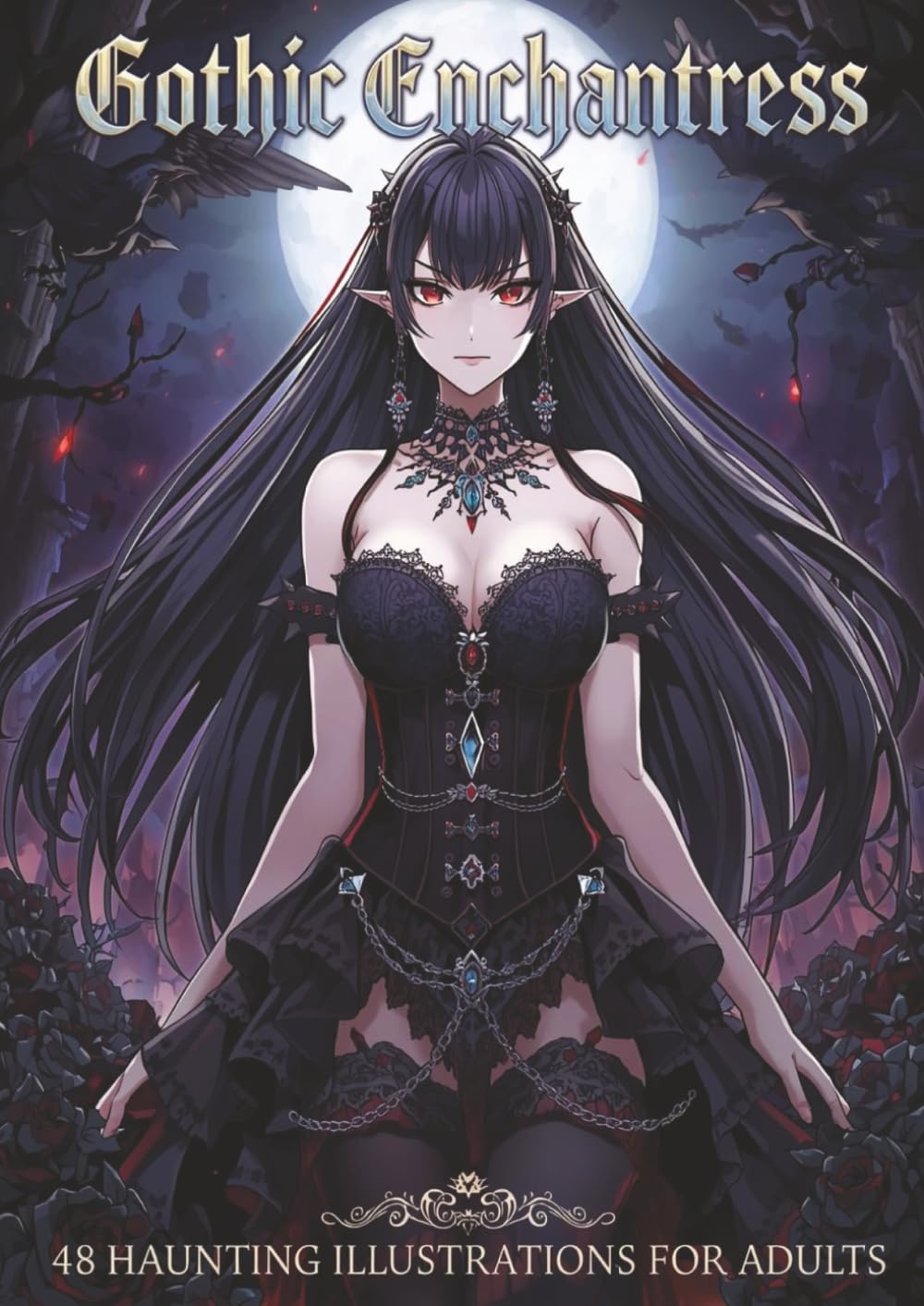 

Gothic Enchantress: Dark Fantasy Anime Coloring Book for Adults: Haunting Gothic Maidens, Dark Elegance, Intricate Lacework & Enchanted Fantasy Details for Stress Relief and Creative Escape (Independently published)