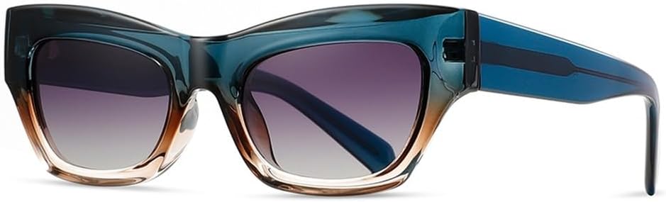 

Солнцезащитные очки в квадратной оправе, поляризованные, мужские, с защитой от УФ-излучения UV400, женские, модные, «кошачий глаз», солнцезащитные очки для женщин, ацетатные, унисекс WNCKSQ, Blue Brown Frame