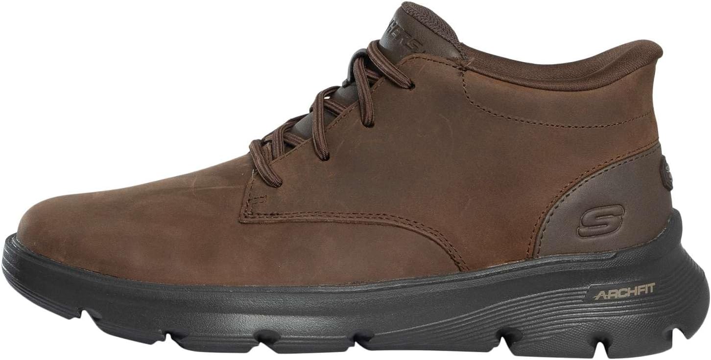 Мужские слипоны Skechers Hands Free Arch Fit Garza Ridley, Cocoa Leather Synthetic — фото 2