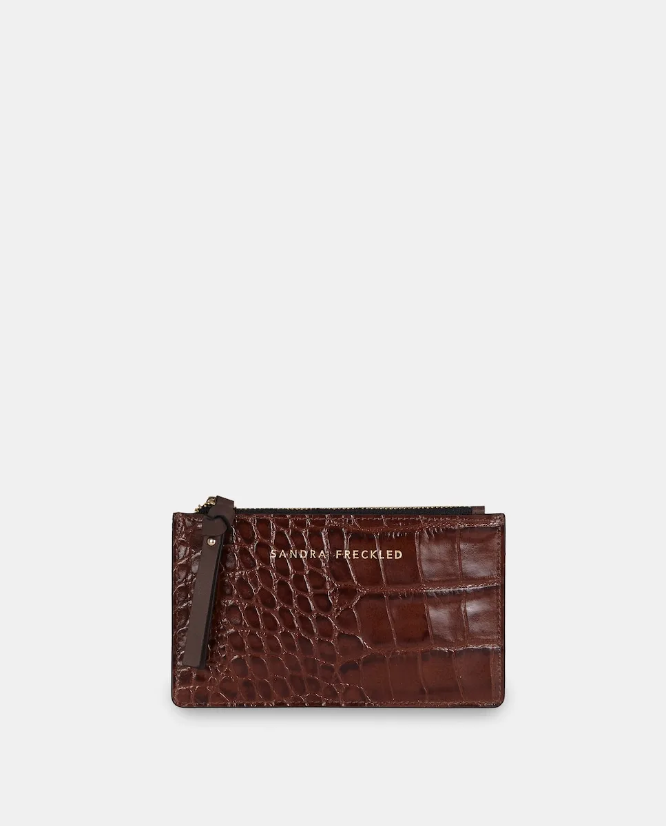 

Женский плоский кошелек с застежкой-молнией из тисненой кожи Sandra Freckled, бордовый