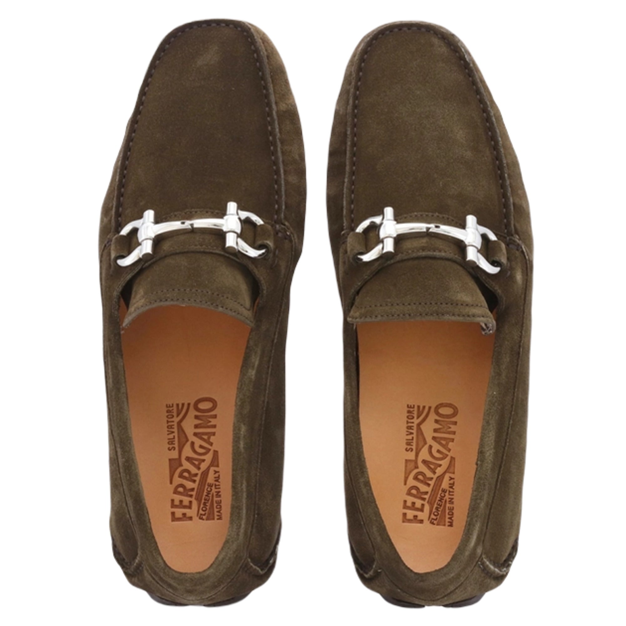 

Мужские мокасины Ferragamo Parigi Eco для вождения, зеленые Salvatore Ferragamo