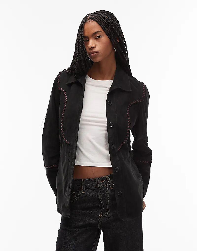 

Бохо-куртка Urbancode из замши с бахромой черного цвета