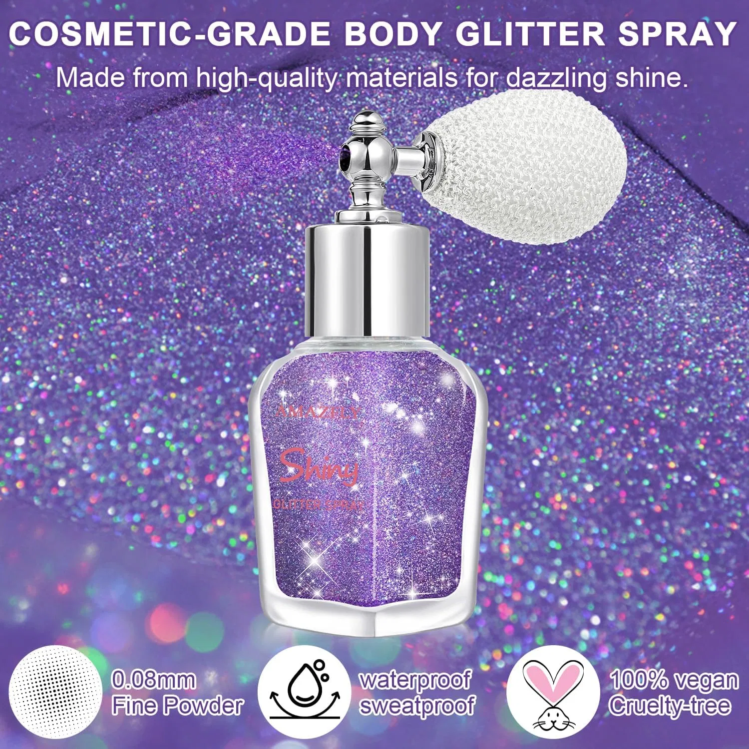 Блеск для тела и волос Glitter Spray LemonSac, фиолетовый — фото 2