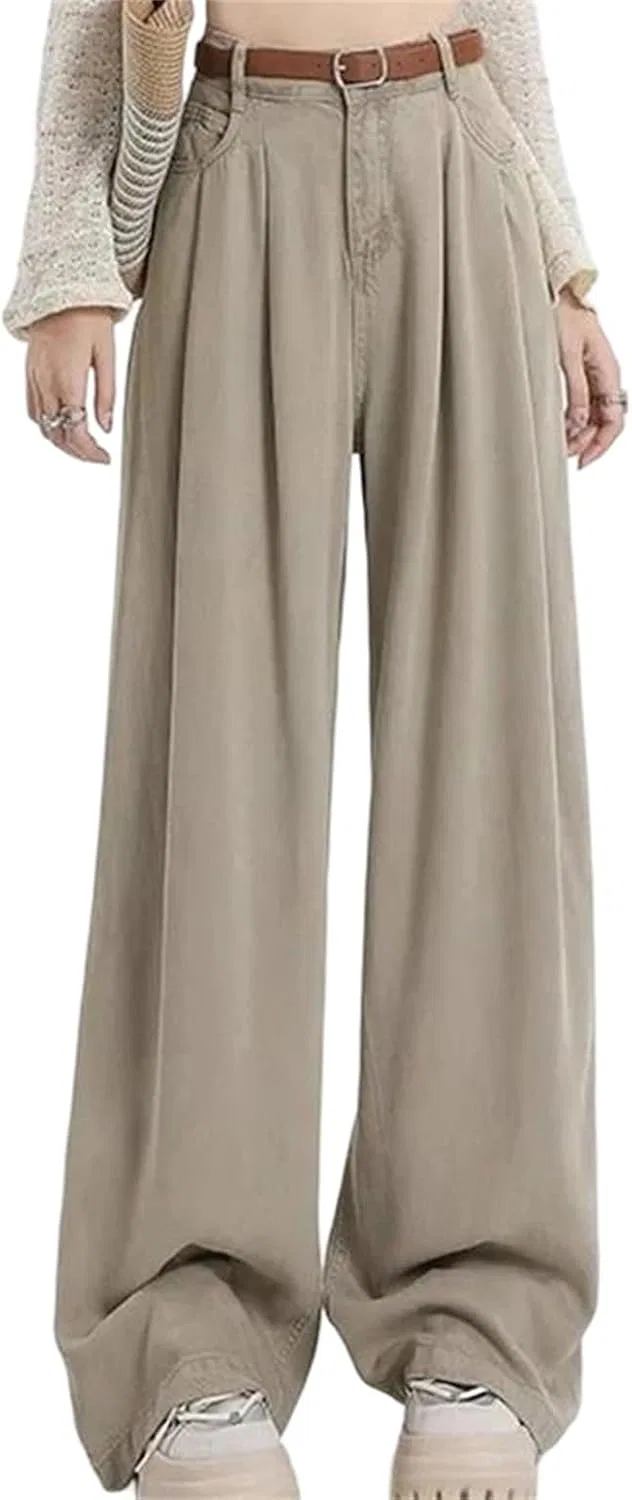 Джинсы широкие джинсовые, Khaki