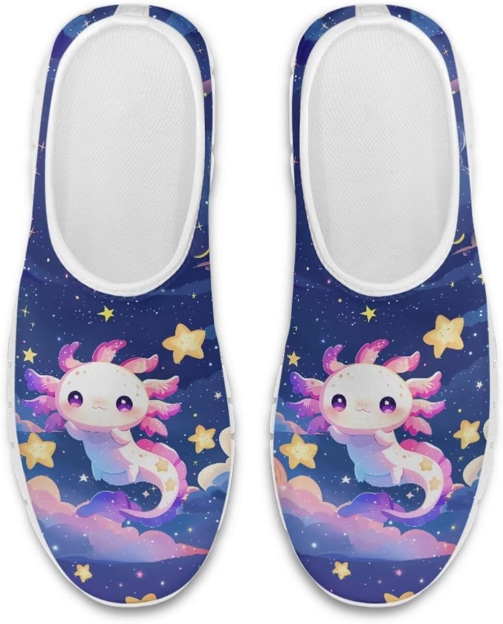 

Кроссовки-челси Chaqlin Slip-On для женщин и мужчин, дорожно-беговые теннисные туфли с животным принтом, низкие дышащие сетчатые теннисные туфли Clipper, Galaxy Axolotl