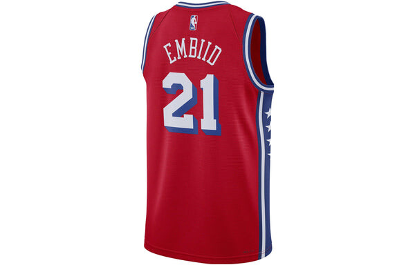 Майка Air Jordan x NBA Dri-FIT Philadelphia 76ers Statement Edition Swingman Jersey 'Joel Embiid 21', красный — фото 2