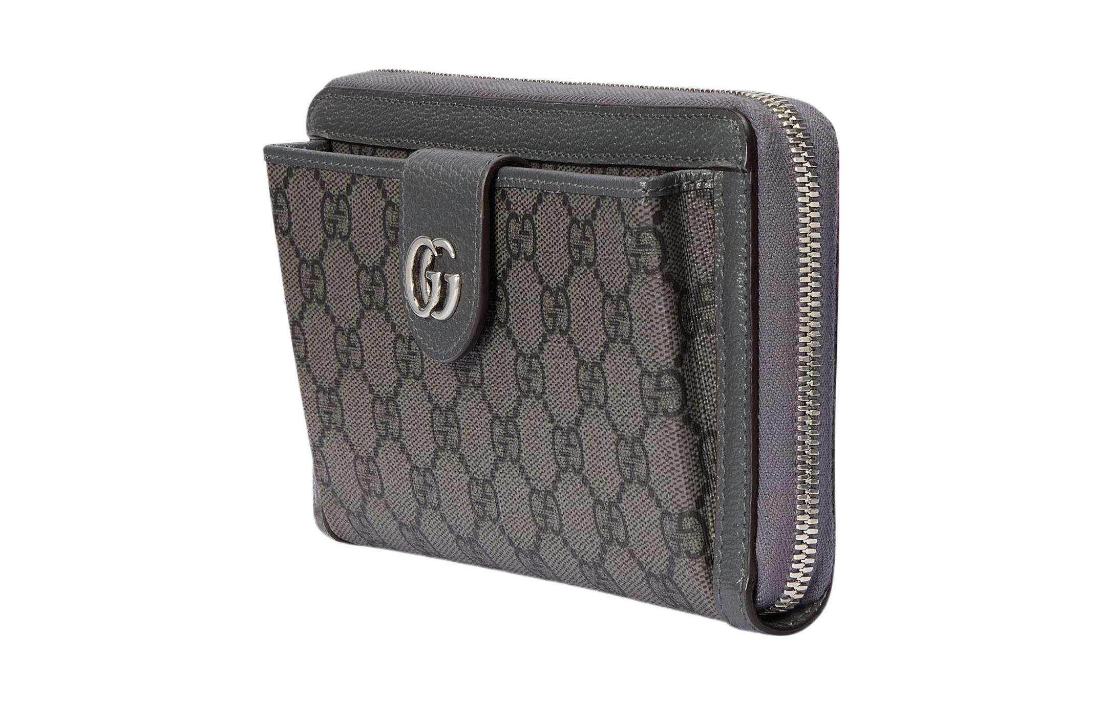 GUCCI Кожаный кошелек Ophidia Canvas With Leather Binding мужской Gray & Black — фото 3