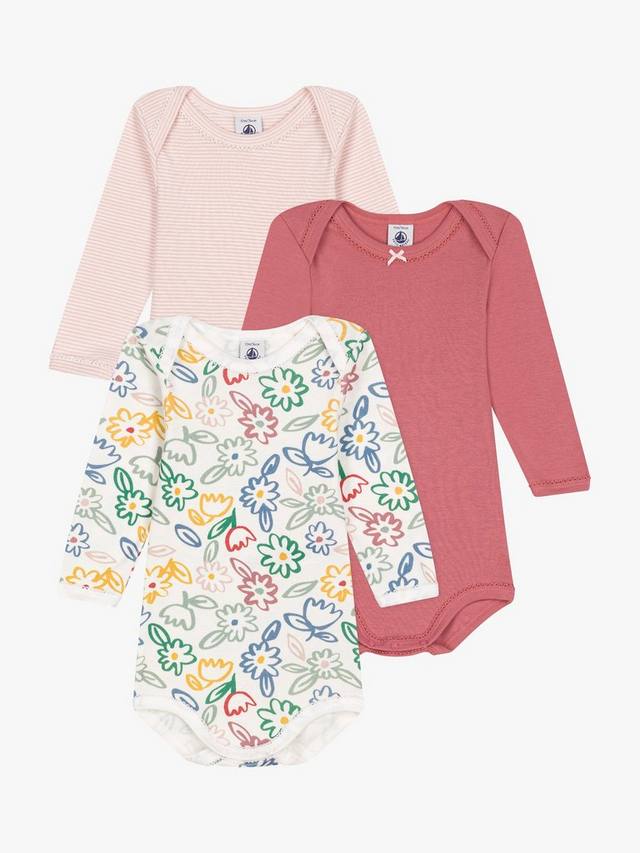 

Детские боди в цветочек и полоску Petit Bateau, разноцветный