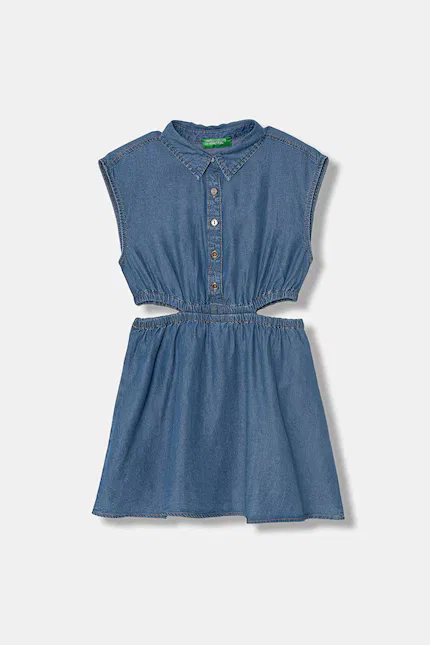 Платье мини из лиоцелла United Colors of Benetton, синий
