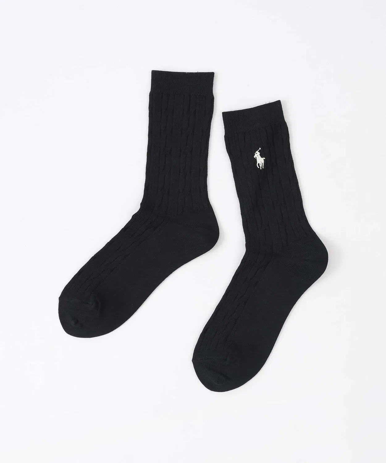Носки POLO RALPH LAUREN с вышивкой пони, хлопок/вискоза/шёлк, чёрные