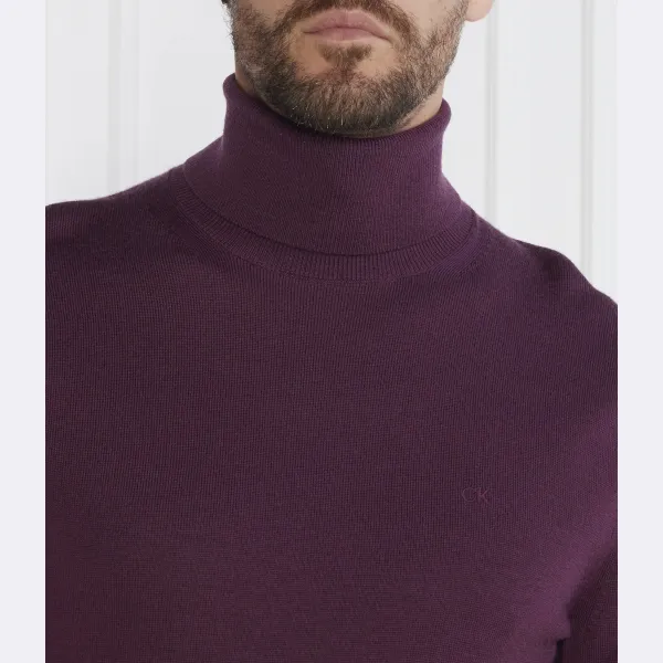 Водолазка узкого кроя Wełniany Calvin Klein, фиолетовый — фото 4