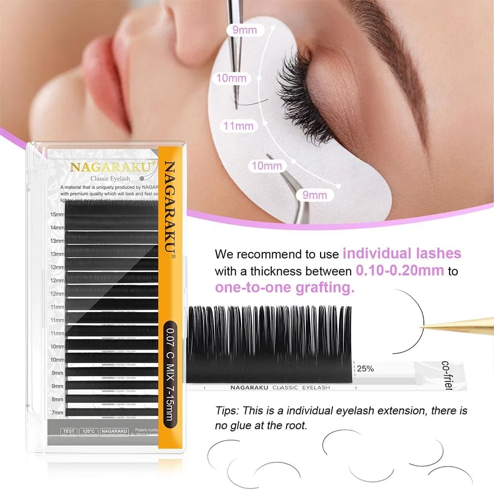 Классические накладные ресницы NAGARAKU 0.20 мм C-изгиб, 5 упаковок Nagaraku, 0.20 C — фото 3