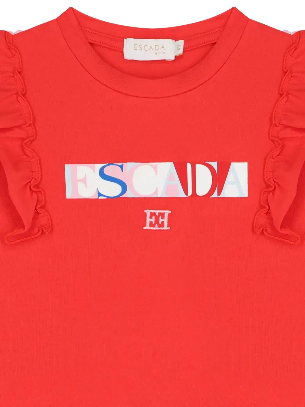 Платье с оборками и графическим принтом Escada Kids, красный — фото 3