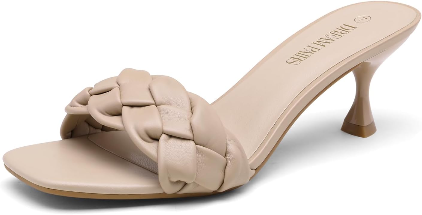 

Туфли на каблуке DREAM PAIRS для женщин, с открытым носком, низким каблуком-китен, украшенные стразами, сексуальные туфли-стилеты, босоножки на каблуке для вечеринок, выпускного, танцев и вечерних платьев, Nude/Pu