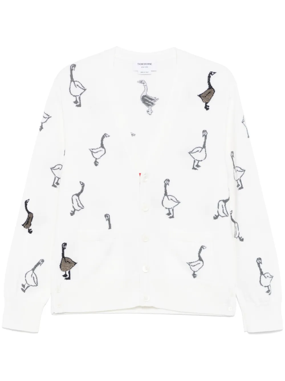 

Кардиган из вирджинской шерсти с узором THOM BROWNE, белый