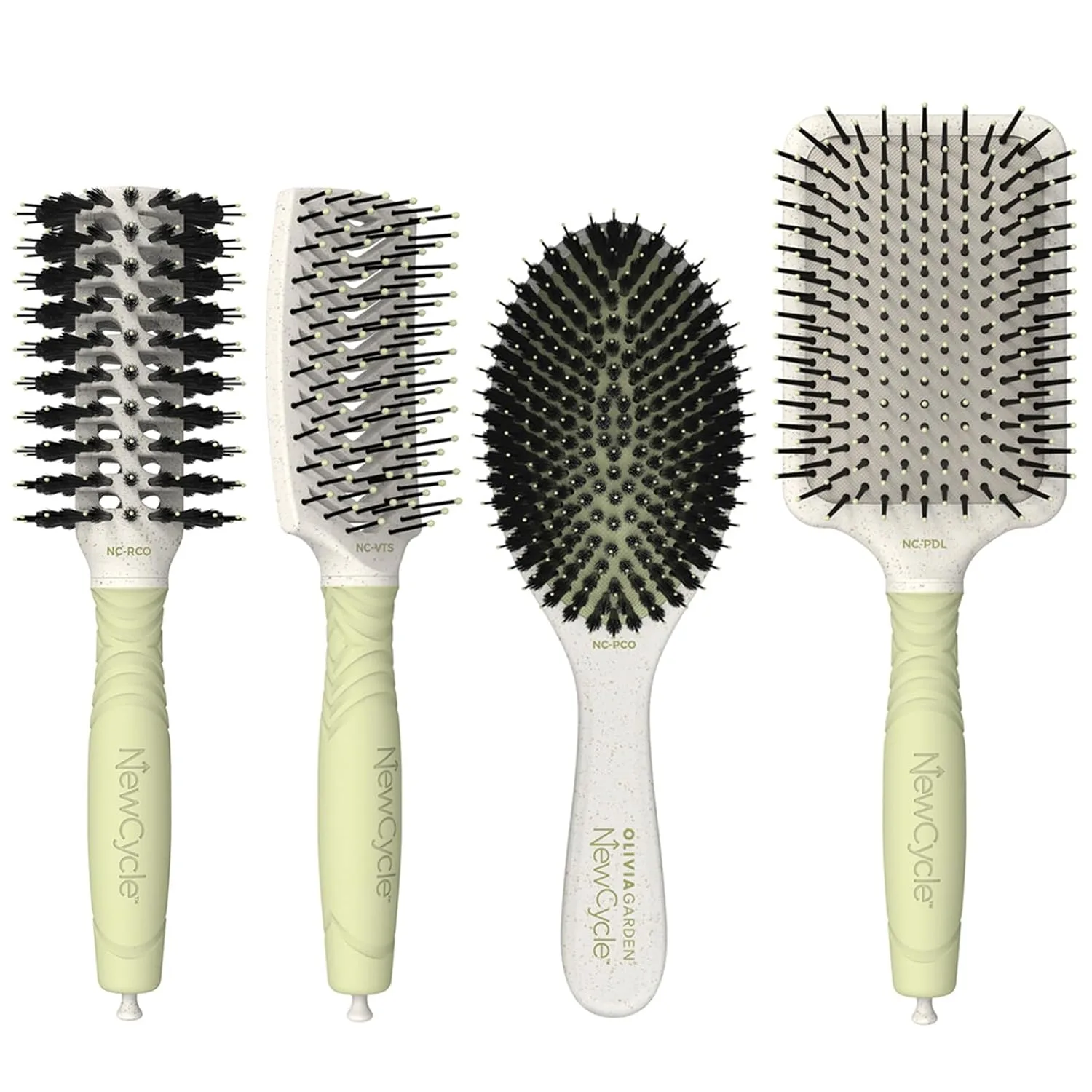 кисть для волос Olivia Garden NewCycle Professional из 100% переработанных материалов, быстро укладывает все типы волос и создает стойкие прически Набор из 4 штук