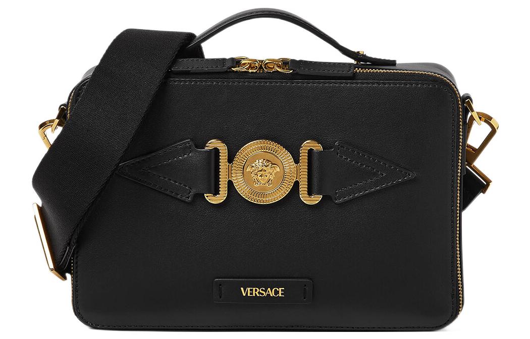 

Кожаная сумка через плечо, мужская черная VERSACE