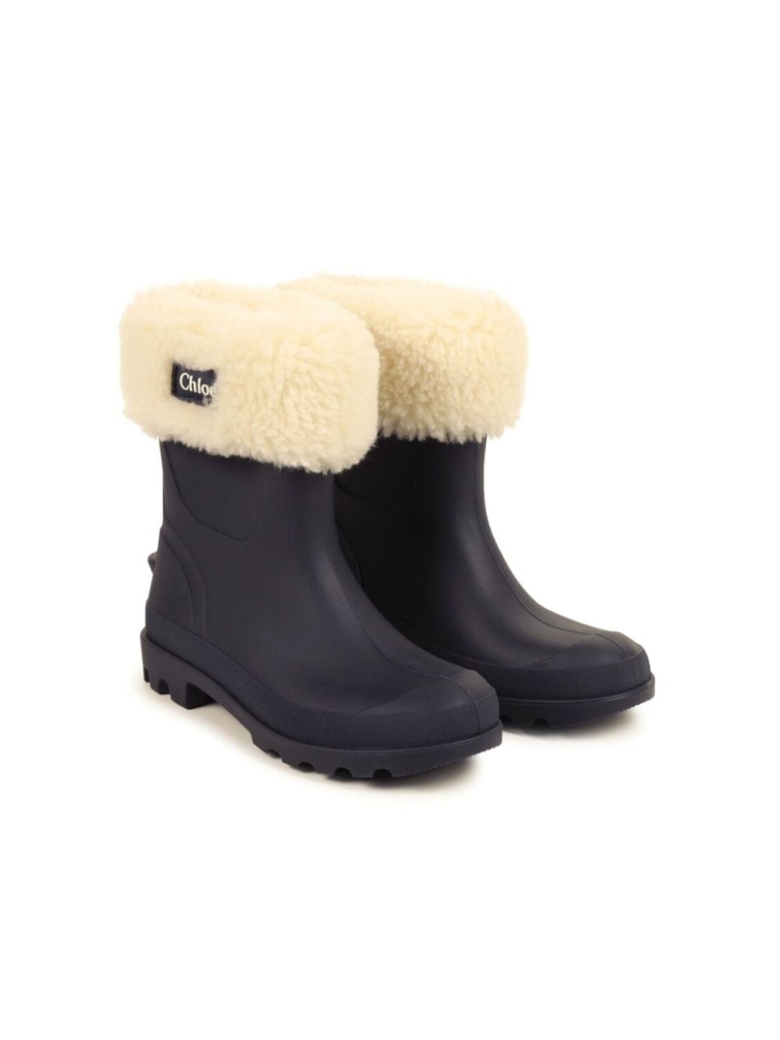 

Chloé Kids резиновые сапоги с искусственным мехом и нашивкой-логотипом, синий