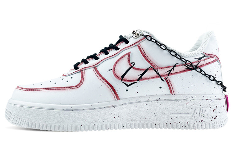 

Кроссовки Nike Air Force 1 Skateboard Shoes Women's Low-Top White Red Black