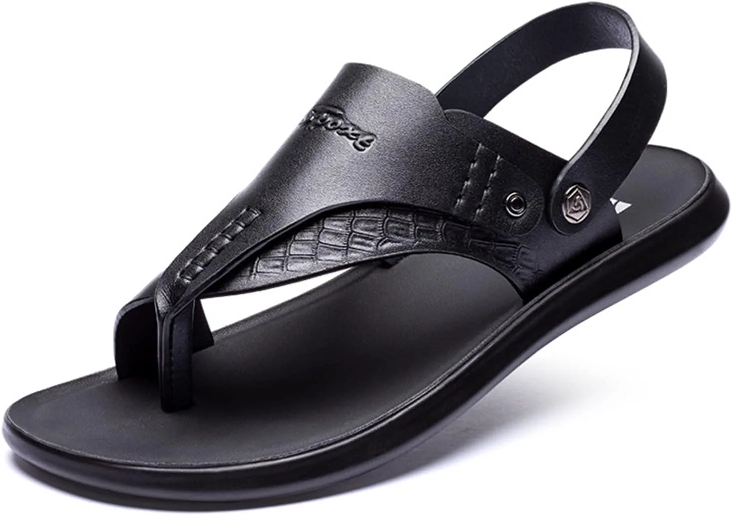 

Мужские шлепанцы Micoklinlin, модные кожаные вьетнамки, сандалии с ремешком, для дома и улицы, пляжные шлепанцы, универсальные, черный