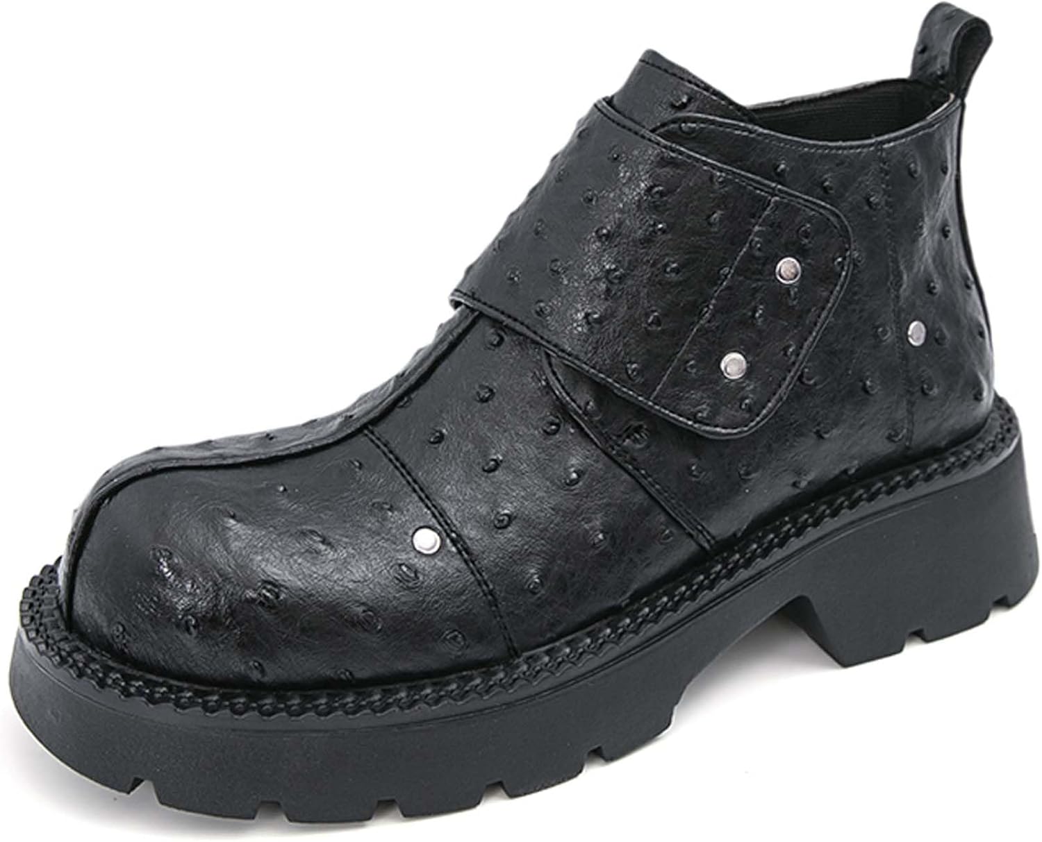 

Мужские платформенные ботинки с круглым носком, толстой подошвой, кожаные повседневные деловые ботинки, противоскользящие, для униформы, свадьбы, офиса, с массивной подошвой Generic, черный